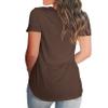 Andongnywell Women's Casual Solid color T-Shirts Short Sleeve V Neck Loose Summer Casual Tunic Tops Blouse (Brown,Medium,,,) view 2