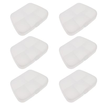 6pcs Transparent Pill Boxes Multipurpose Compartment Organizers for Home Travel Office School Lightweight Moisture Storage for Pills and Medication