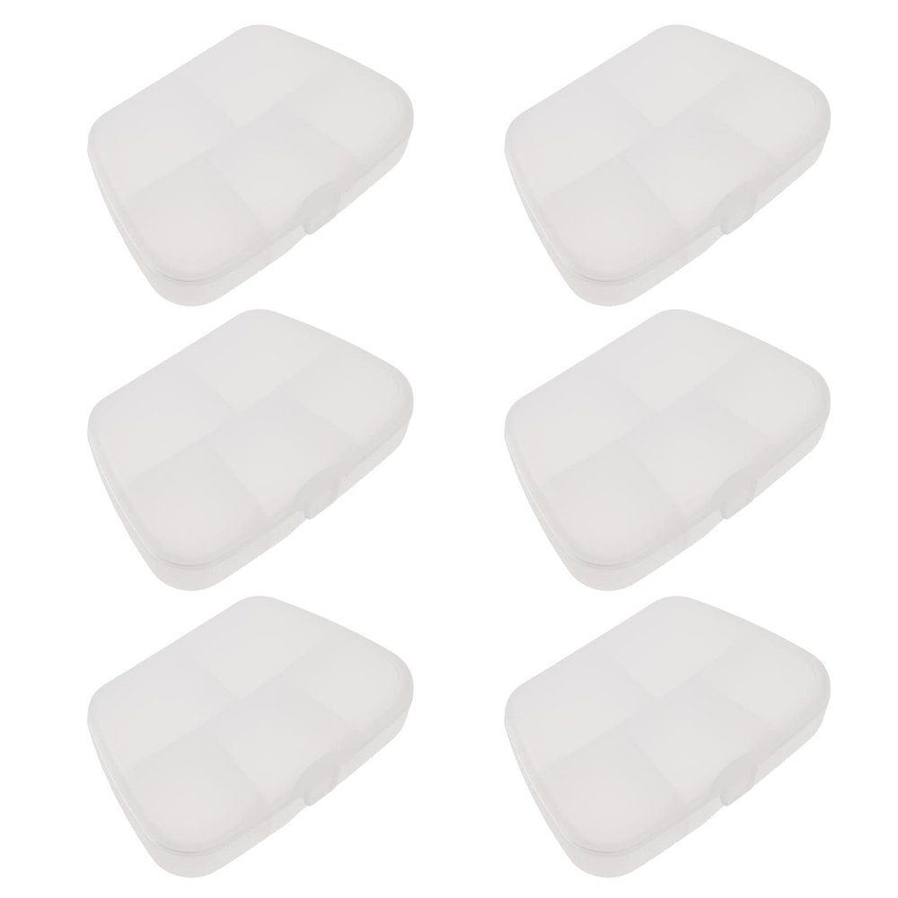 6pcs Transparent Pill Boxes Multipurpose Compartment Organizers for Home Travel Office School Lightweight Moisture Storage for Pills and Medication