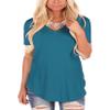 Andongnywell Women's Casual Solid color T-Shirts Short Sleeve V Neck Loose Summer Casual Tunic Tops Blouse (Light Blue,4X-Large,,,) view 1