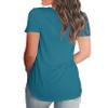 Andongnywell Women's Casual Solid color T-Shirts Short Sleeve V Neck Loose Summer Casual Tunic Tops Blouse (Light Blue,4X-Large,,,) view 2