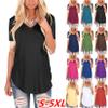 Andongnywell Women's Casual Solid Color T-Shirts Short Sleeve V Neck Loose Summer Casual Tunic Tops Blouse (White,5X-Large,,,) view 3