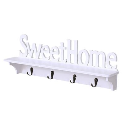 Cabilock 1pc Hook Rack Home Decor Rustic Wall Shelves Hooks for Keys Wall Mounted Coat Rack Home Dcor Sign Pendant with Hook White Medium Density Veneer