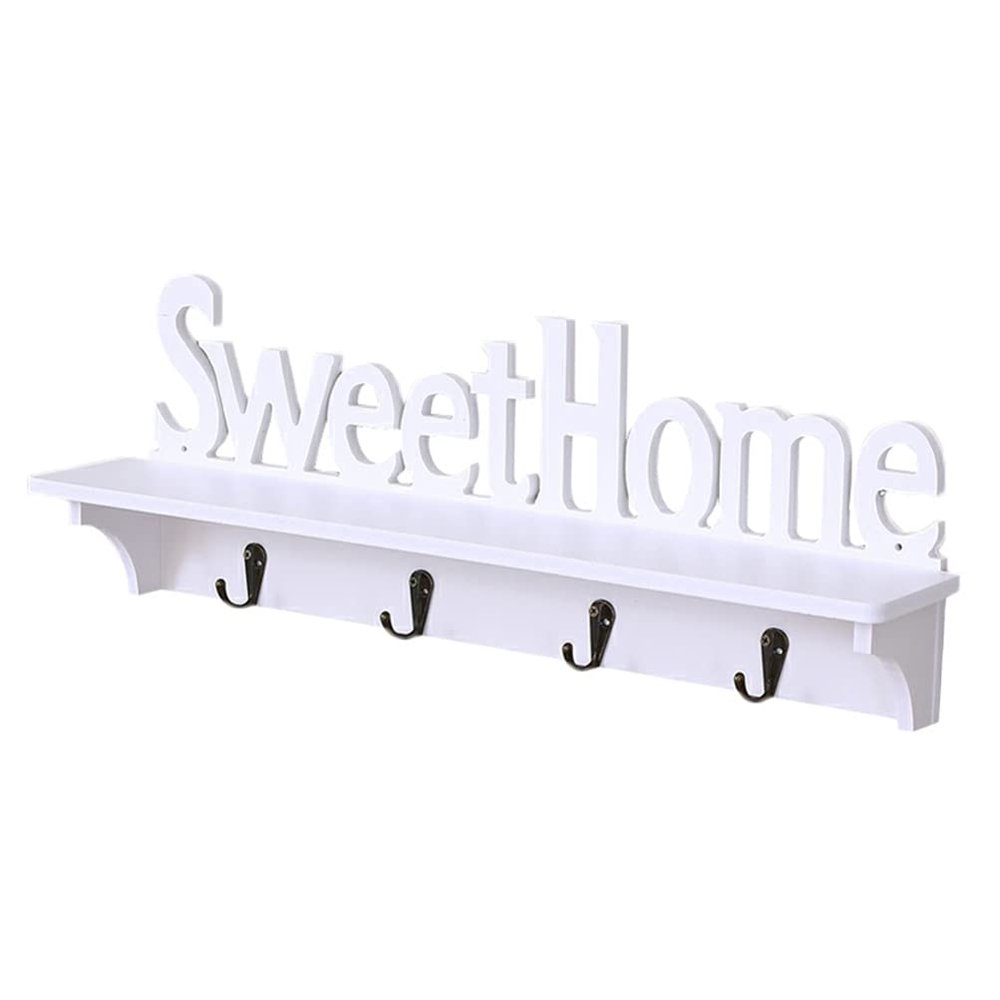 Cabilock 1pc Hook Rack Home Decor Rustic Wall Shelves Hooks for Keys Wall Mounted Coat Rack Home Dcor Sign Pendant with Hook White Medium Density Veneer