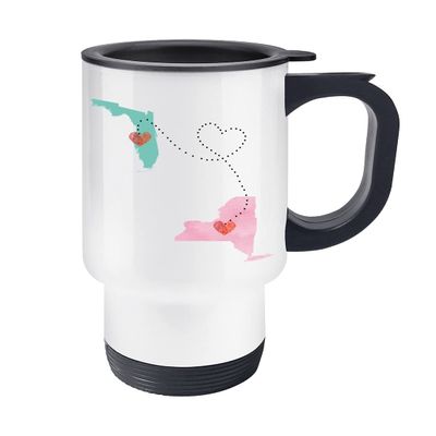 Florida and New York Travel Mug Long Distance Relationship Graduation Gifts for Him Her Going Away Best Friend Gifts FL NY State Travel Mug 14oz