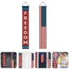 1 Pair Independence Day Gate Us Flag 4th of July Hanging Banner Patriotic Party Decor 4th of July Bunting Flag Banners for outside Porch Outdoor Polyester House Number view 3