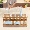 Bamboo Dish Drying Rack, 2-Tier Folding Wooden Dish Rack Sink Dish Drainer Plate Cutlery Dryer Draining Rack for Home Kitchen view 3
