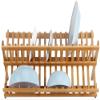 Bamboo Dish Drying Rack, 2-Tier Folding Wooden Dish Rack Sink Dish Drainer Plate Cutlery Dryer Draining Rack for Home Kitchen view 4