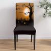 Savannan Dining Room Chair Slipcovers, Halloween Cartoon Cemetery Dried Tree Pumpkin Lantern Bat Moon Removable Stretch Covers Parsons Slipcover for Restaurant, Set of 6 view 4