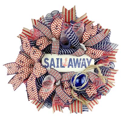 Artisan Nautical Sail Away Wreath; Coastal and Beach Decoration