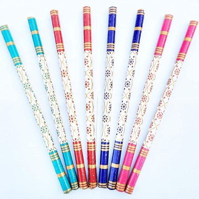 SAMRIDHI Creation Wooden Dandiya Sticks for Dance Garba Sticks for Navratri Celebration | Multicolor (4Pairsx2sticks)