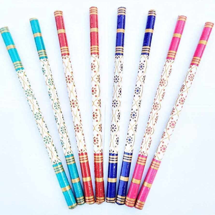 SAMRIDHI Creation Wooden Dandiya Sticks for Dance Garba Sticks for Navratri Celebration | Multicolor (4Pairsx2sticks)
