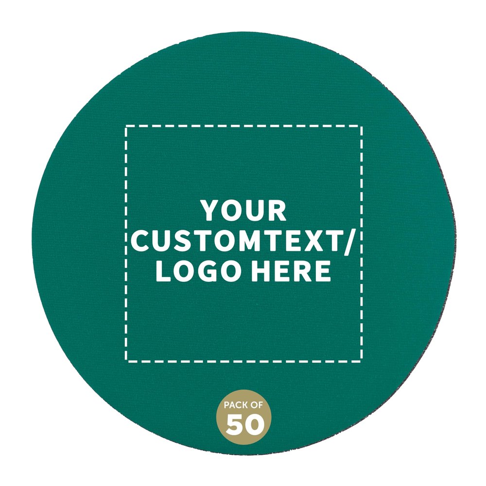 50 Round Foam Bud Coasters Pack, 4 inch - Customizable Text, Logo - PU Foam, Party Favor - Turquoise