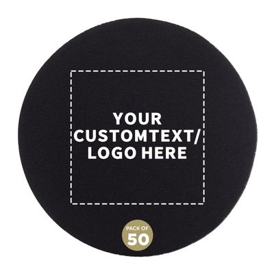 50 Round Foam Bud Coasters Pack, 4 inch - Customizable Text, Logo - PU Foam, Party Favor - Black