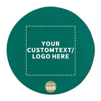 100 Round Foam Bud Coasters Pack, 4 inch - Customizable Text, Logo - PU Foam, Party Favor - Turquoise