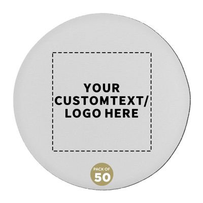 50 Round Foam Bud Coasters Pack, 4 inch - Customizable Text, Logo - PU Foam, Party Favor - White