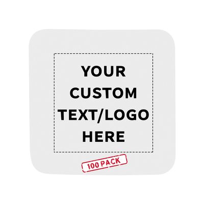 100 Squared Foam Coasters Pack, 4 inch - Customizable Text, Logo - PU Foam, Foldable - White