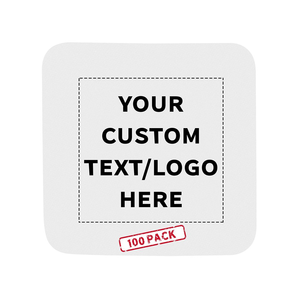 100 Squared Foam Coasters Pack, 4 inch - Customizable Text, Logo - PU Foam, Foldable - White