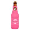 10 Neoprene Zippered Beer Bottle Coolies Pack - Customizable Text, Logo - Sharkskin Rubber Bottom - Neon Pink view 1