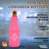 10 Neoprene Zippered Beer Bottle Coolies Pack - Customizable Text, Logo - Sharkskin Rubber Bottom - Neon Pink view 4