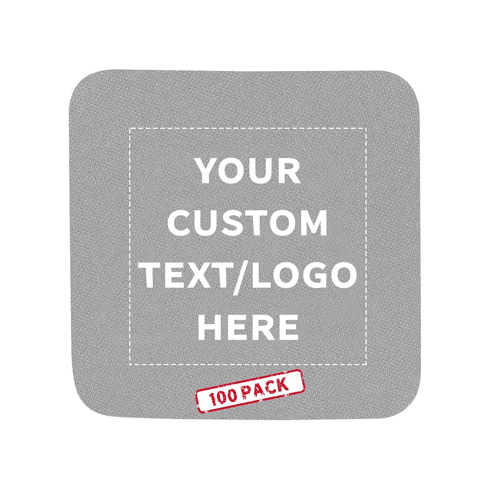 100 Squared Foam Coasters Pack, 4 inch - Customizable Text, Logo - PU Foam, Foldable - Grey