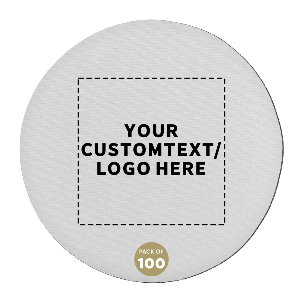 100 Round Foam Bud Coasters Pack, 4 inch - Customizable Text, Logo - PU Foam, Party Favor - White