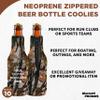 10 Neoprene Zippered Beer Bottle Coolies Pack - Customizable Text, Logo - Sharkskin Rubber Bottom - Camo3 view 3