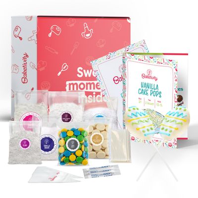BAKETIVITY Kids Baking DIY Activity Kit - Bake Delicious Vanilla Cake Pops with Pre-Measured Ingredients  Best Gift Idea for Boys and Girls Ages 6-12
