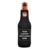10 Neoprene Zippered Beer Bottle Coolies Pack - Customizable Text, Logo - Sharkskin Rubber Bottom - Black view 1