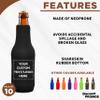 10 Neoprene Zippered Beer Bottle Coolies Pack - Customizable Text, Logo - Sharkskin Rubber Bottom - Black view 2