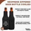 10 Neoprene Zippered Beer Bottle Coolies Pack - Customizable Text, Logo - Sharkskin Rubber Bottom - Black view 3