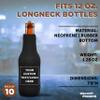 10 Neoprene Zippered Beer Bottle Coolies Pack - Customizable Text, Logo - Sharkskin Rubber Bottom - Black view 4