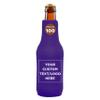 100 Neoprene Zippered Beer Bottle Coolies Pack - Customizable Text, Logo - Sharkskin Rubber Bottom - Purple view 1