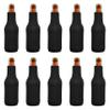 10 Neoprene Zippered Beer Bottle Coolies Pack - Sharkskin Rubber Bottom - Black view 1