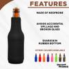 10 Neoprene Zippered Beer Bottle Coolies Pack - Sharkskin Rubber Bottom - Black view 2