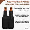 10 Neoprene Zippered Beer Bottle Coolies Pack - Sharkskin Rubber Bottom - Black view 3