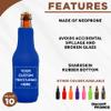 10 Neoprene Zippered Beer Bottle Coolies Pack - Customizable Text, Logo - Sharkskin Rubber Bottom - Royal Blue view 2
