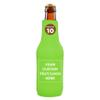 10 Neoprene Zippered Beer Bottle Coolies Pack - Customizable Text, Logo - Sharkskin Rubber Bottom - Lime Green view 1