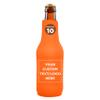 10 Neoprene Zippered Beer Bottle Coolies Pack - Customizable Text, Logo - Sharkskin Rubber Bottom - Neon Orange view 1