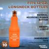 10 Neoprene Zippered Beer Bottle Coolies Pack - Customizable Text, Logo - Sharkskin Rubber Bottom - Neon Orange view 4