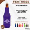 50 Neoprene Zippered Beer Bottle Coolies Pack - Customizable Text, Logo - Sharkskin Rubber Bottom - Purple view 2