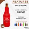 10 Neoprene Zippered Beer Bottle Coolies Pack - Customizable Text, Logo - Sharkskin Rubber Bottom - Red view 2