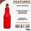10 Neoprene Zippered Beer Bottle Coolies Pack - Sharkskin Rubber Bottom - Red view 2