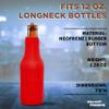 10 Neoprene Zippered Beer Bottle Coolies Pack - Sharkskin Rubber Bottom - Red view 4