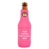 50 Neoprene Zippered Beer Bottle Coolies Pack - Customizable Text, Logo - Sharkskin Rubber Bottom - Neon Pink view 1