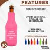 50 Neoprene Zippered Beer Bottle Coolies Pack - Customizable Text, Logo - Sharkskin Rubber Bottom - Neon Pink view 2