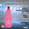 50 Neoprene Zippered Beer Bottle Coolies Pack - Customizable Text, Logo - Sharkskin Rubber Bottom - Neon Pink view 4