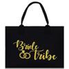 VANESSA ROSELLA Wedding Bridal Shower Bride 100% Cotton Chic Tote Bag (Black, Bride & Tribe) view 2
