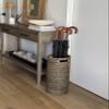 Kouboo La Jolla Round Rattan Umbrella Stand with Water Catch Black-Wash view 2