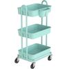 Simple Houseware 3-Tier Multifunctional Rolling Utility Cart with Hanging Bucket, Turquoise view 1
